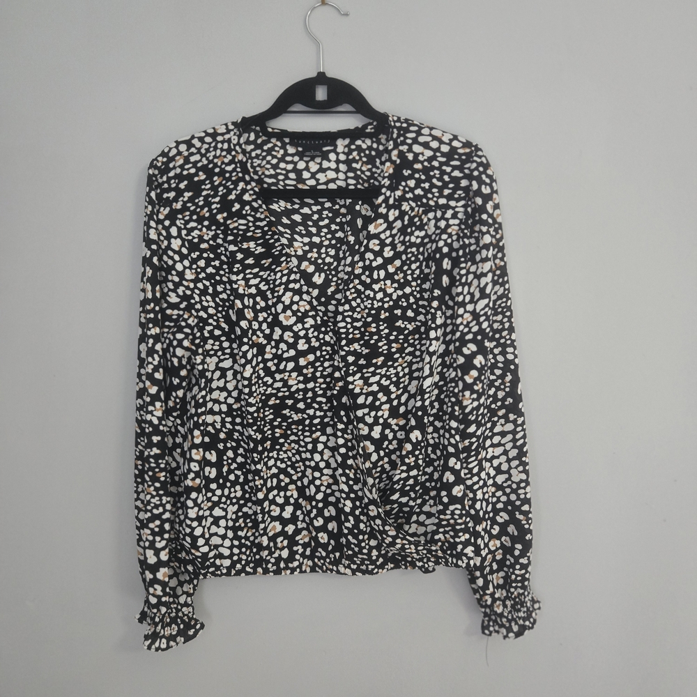 Sanctuary Black and White Spotted Blouse